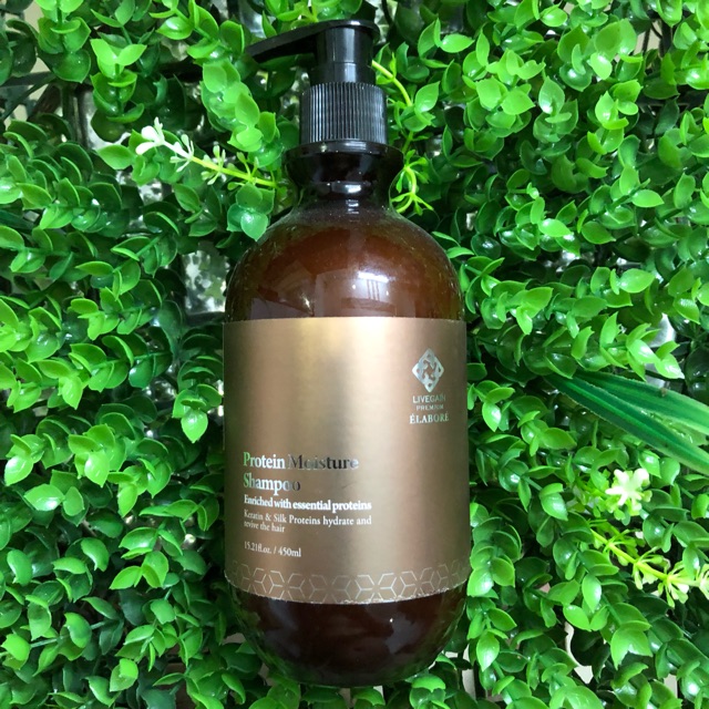 [+Tặng mũ trùm] Dầu gội phục hồi dưỡng ẩm Protein Livegain Elabore Moisture cho tóc tẩy nhuộm uốn 450ml