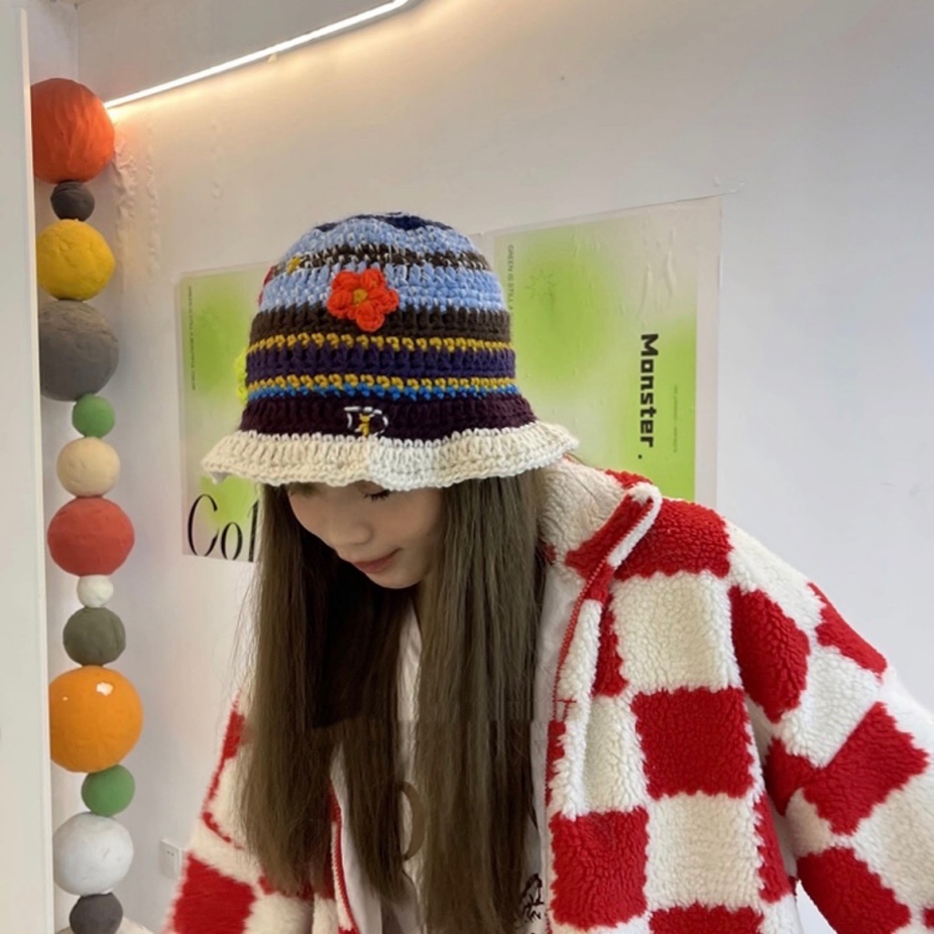 Nón xô MG STUDIO họa tiết hình hoa tự làm thủ công