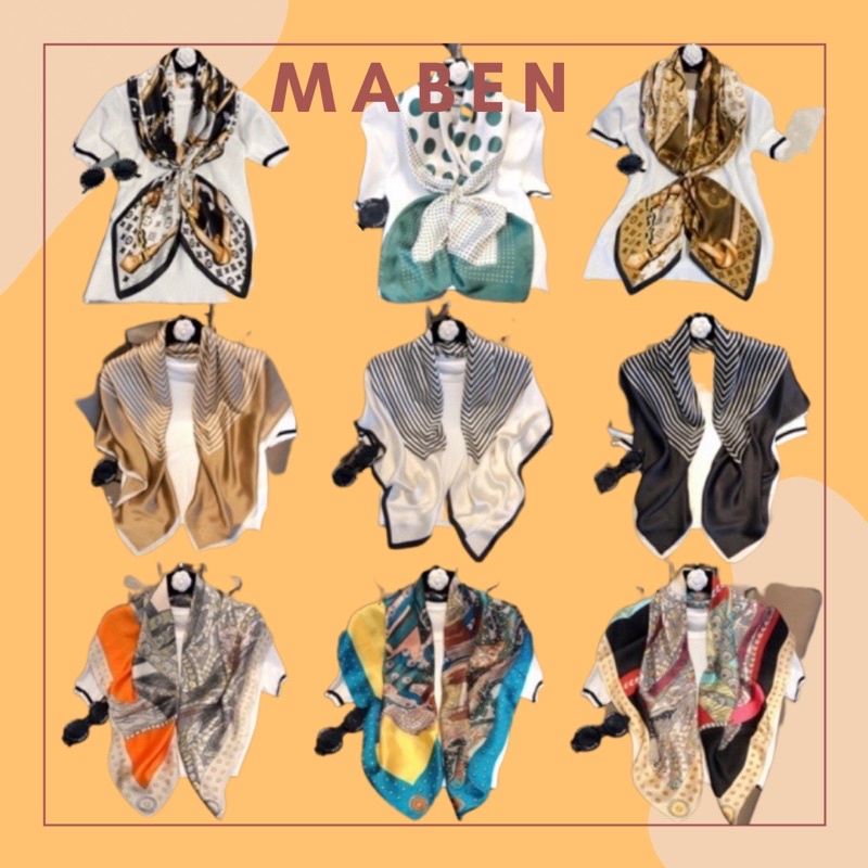 Khăn turban lụa vuông bandana làm áo yếm nhiều mẫu- Maben
