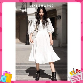 Đầm thiết kế đầm nữ trắng dễ thương mochi dress chât vải đẹp may 2 lớp  ྇