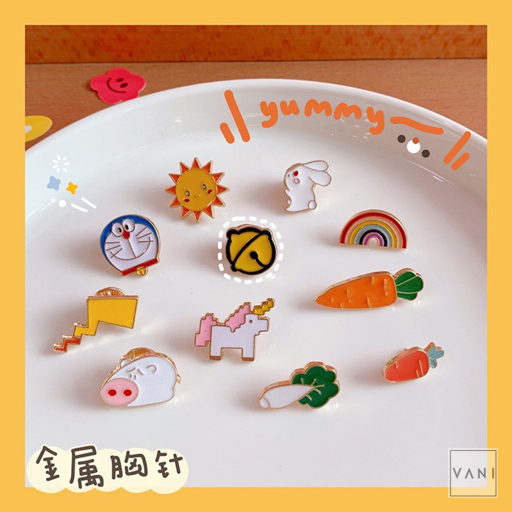 Ghim Cài Áo / Balo / Túi Xách Kim Loại Hình Chú Heo, Cải Trắng, Thỏ Pony Siêu Đáng Yêu - Vani Store [VPP00068]