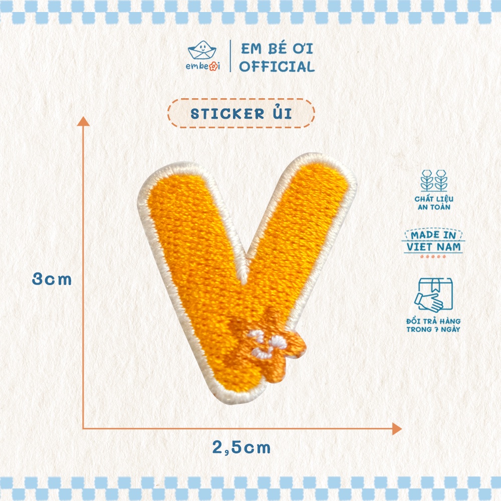 Phụ kiện Sticker ủi bảng chữ cái EM BÉ ƠI 22C01E2