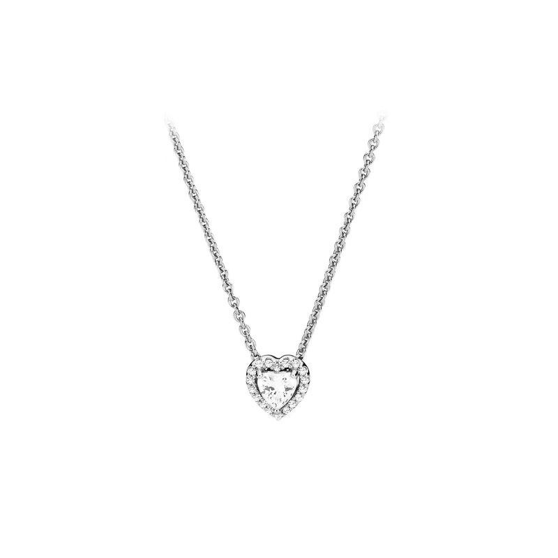 Vòng cổ Bạc 925 Mặt Trái Tim Đính Đá Cz Vàng Hồng Pandora