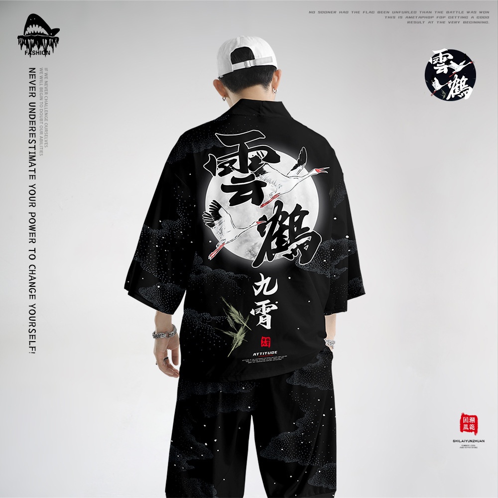 Set đồ Haori nam Kimono Yunhe Jiuxiao phong cách Nhật Bản siêu chất BSK04