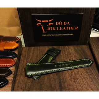 dây đồng hồ da bò casio 1200 màu xanh rêu