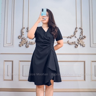 [BIGSIZE MOOHAN] ⚡️𝐌𝐈𝐄̂̃𝐍 𝐏𝐇𝐈́ 𝐒𝐇𝐈𝐏⚡️ĐẦM BIGSIZE NHÚN EO CỔ V DÁNG XÒE