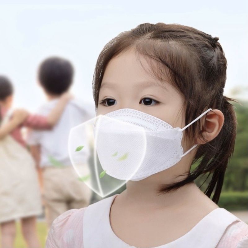 Khẩu trang y tế 4D trẻ em, cho bé YUKI Mask / YUKI KID 4D kháng khuẩn 4 lớp, 1 gói 6 cái, màu trắng, xanh