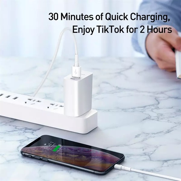 Cáp sạc Baseus Lightning 2.4A Mini White dài 1M dành cho Iphone / Ipad dài (trắng)