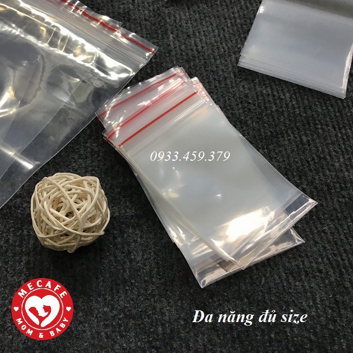 100gr Túi zipper chỉ đỏ đủ size (LOẠI DÀY)