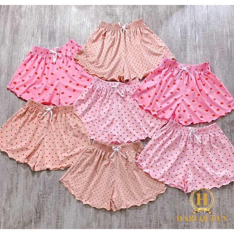 Quần đùi nữ mặc nhà bigsize thoáng mát ống rộng cạp chun họa tiết hoạt hình cute