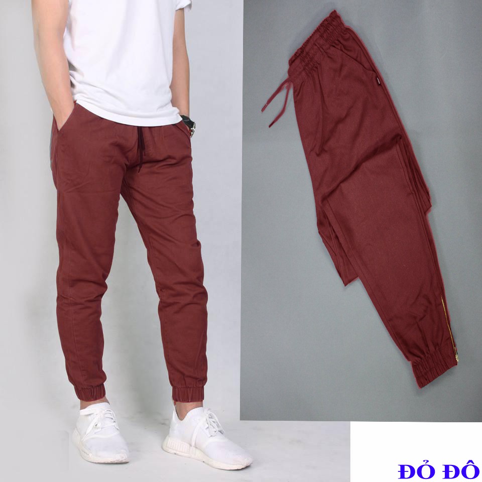 QUẦN JOGGER KAKI CO GIẢN, KHÓA ZIP CÁ TÍNH