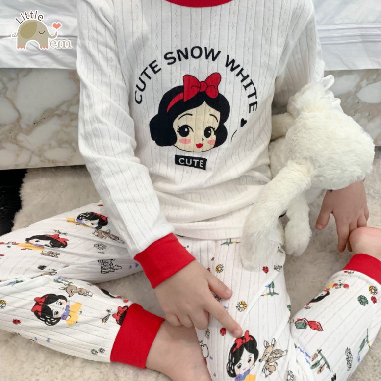 Bộ đồ bé gái Cotton xuất Nhật dài tay _ Snow white