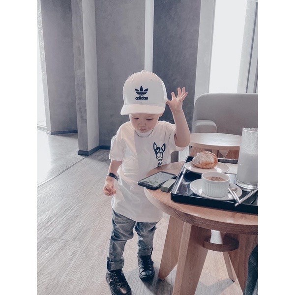 Áo thun tay lỡ unisex hàn quốc MLB NEW YORK hình chó cho bé , áo thun bé trai , bé gái , Kid_genZ