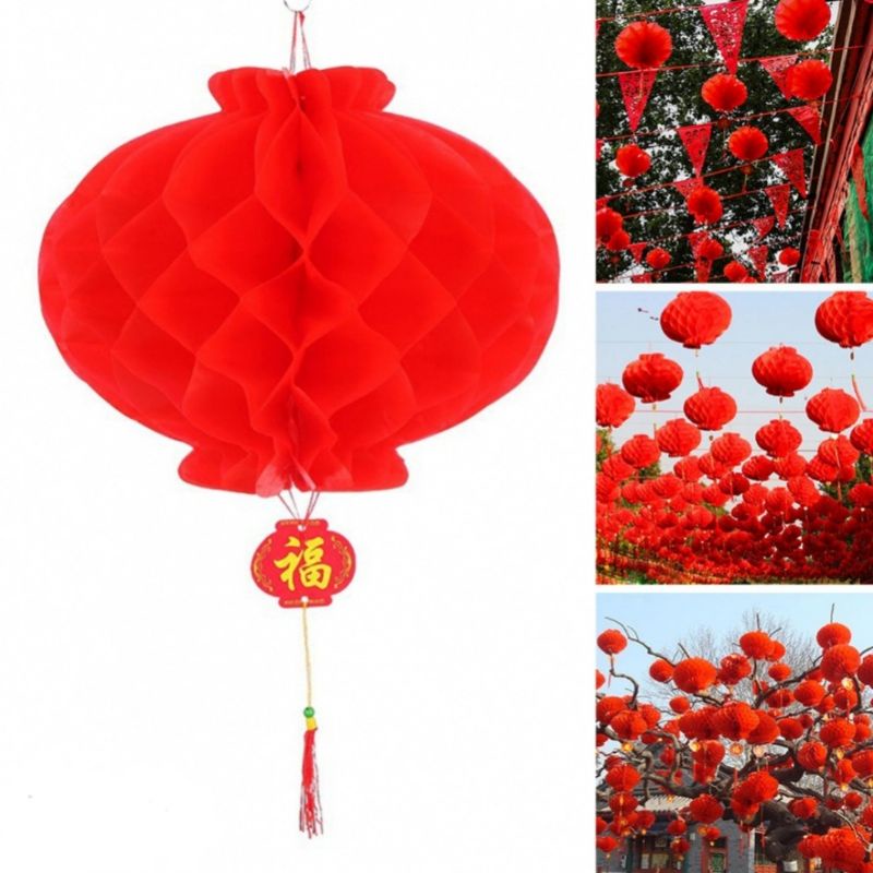 Lồng đèn nhựa ngoài trời bền bỉ nắng mua trang trí nhà cửa tường cây mai đào Tết Năm Mới