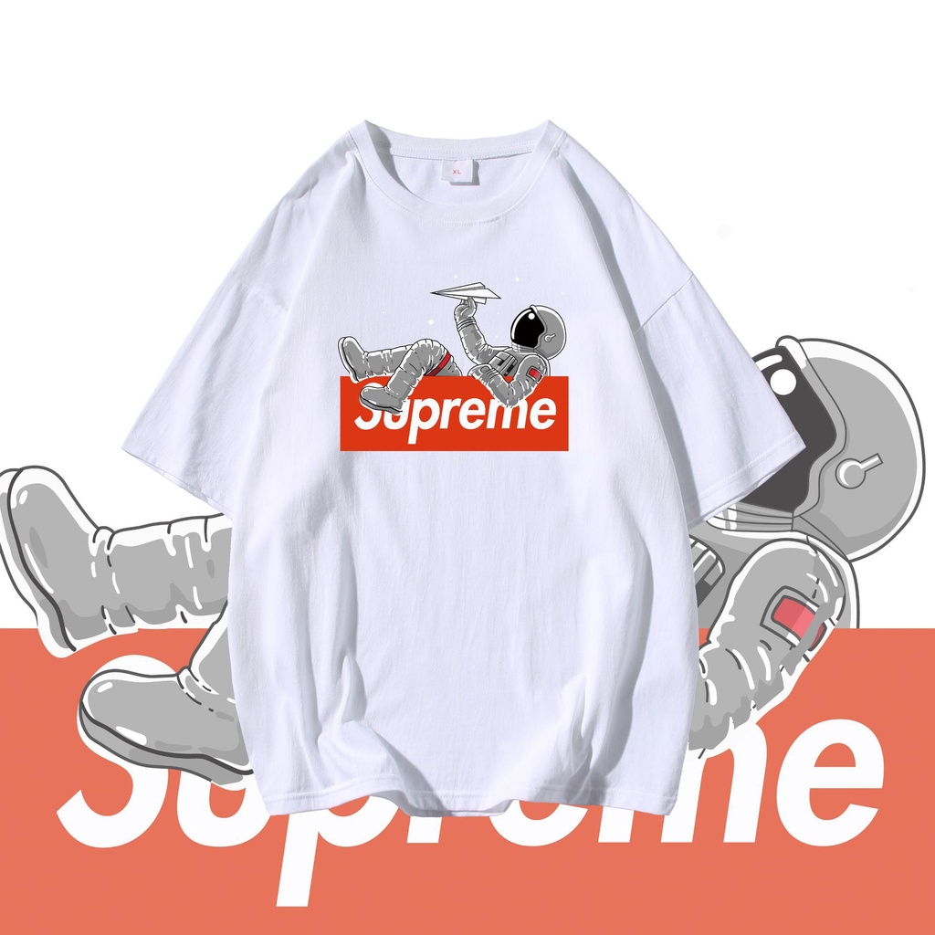 [Mã FAMARAL1 giảm 10K đơn 50K] Áo thun phong cách Hàn Quốc Unisex form rộng Phi Hành Gia Supreme [V168]
