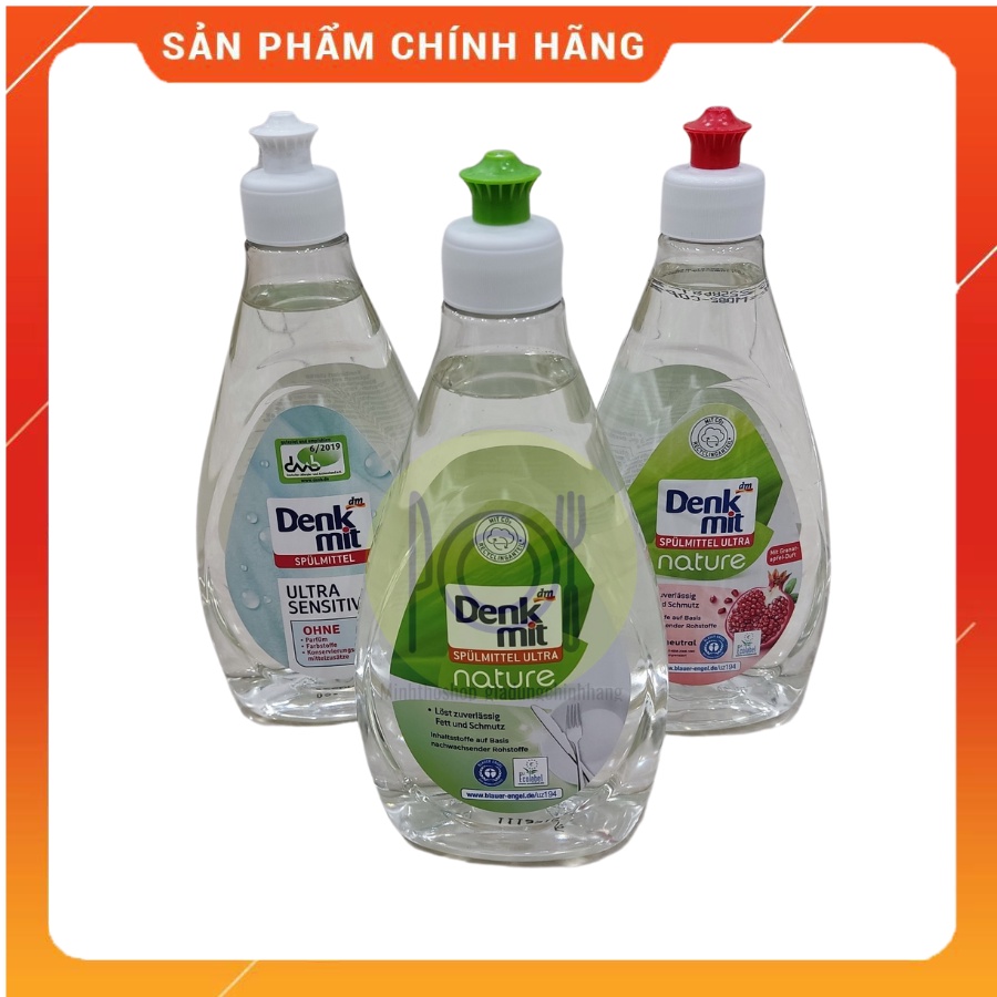 (500ml) Chai nước rửa chén bát Denkmit Spülmittel Ultra Đức, hương lựu, hương dừa, hương hoa, hương thiên nhiên...