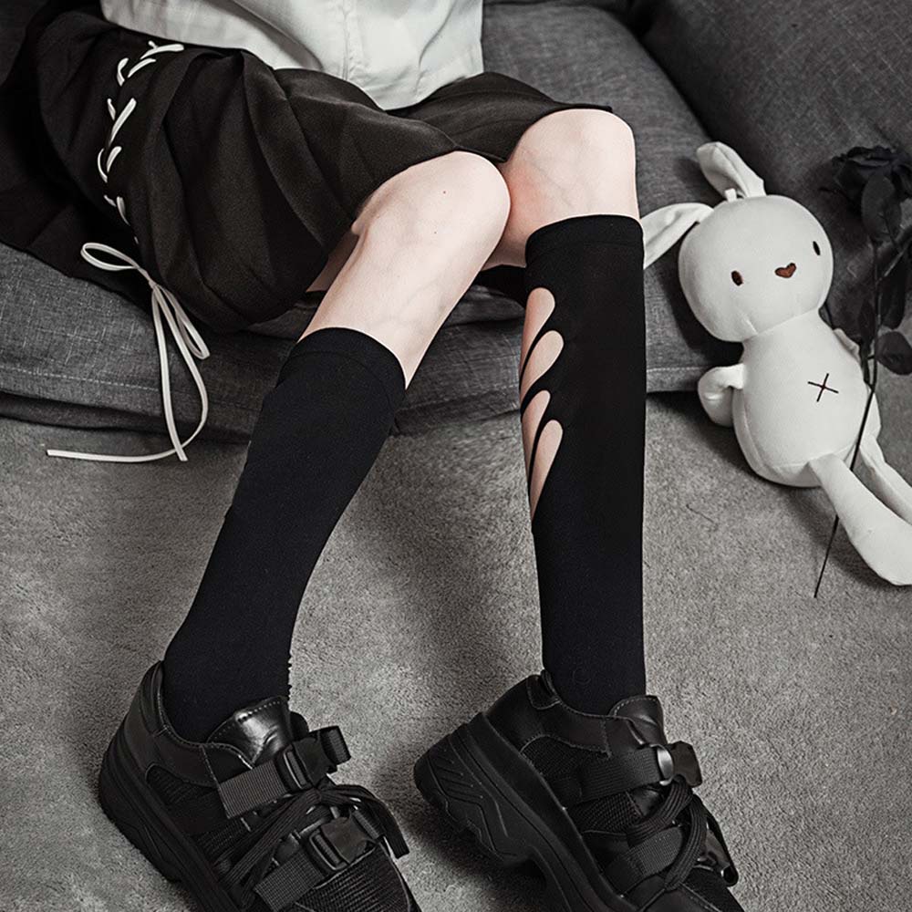 Tất nhung cao cổ thiết kế cắt lỗ hợp thời trang phong cách Hàn Quốc cá tính dành cho nữ | BigBuy360 - bigbuy360.vn