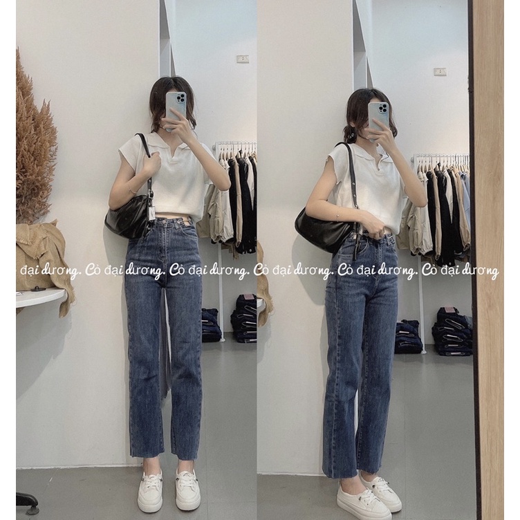 Quần jeans nữ ống đứng  xích bên eo trẻ trung nữ tính -mã 5008