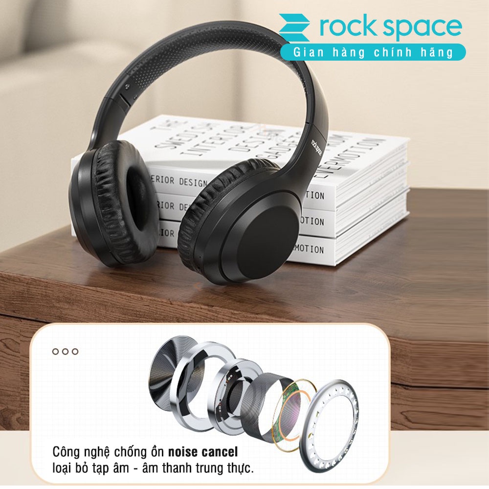 Tai nghe chụp tai Rockspace O2 Headphone bluetooth không dây có mic nghe nhạc liên tục 15h hàng chính hãng BH 1 năm