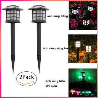 【Có hàng sẵn】Bộ 2 Đèn sân vườn năng lượng mặt trời chữ nhật ánh sáng vàng HT01-023v