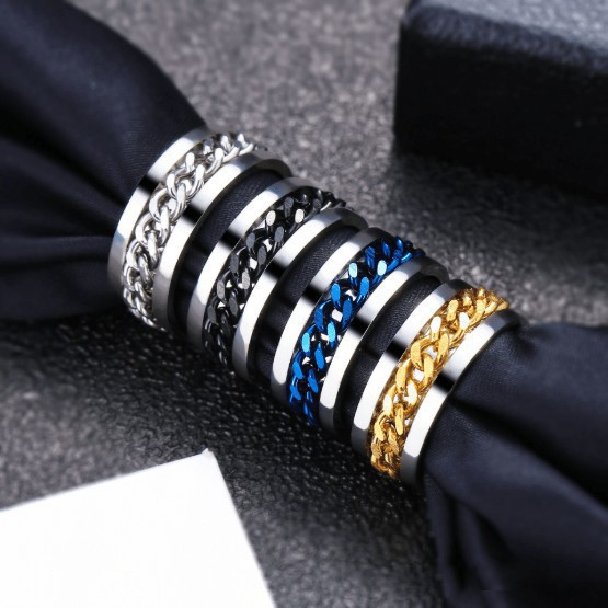 weiweijewelry/Nhẫn Thép Titan 316L Có Chuỗi Dây Xích Có Thể Xoay Mở Bia Cho Nam Và Nữ