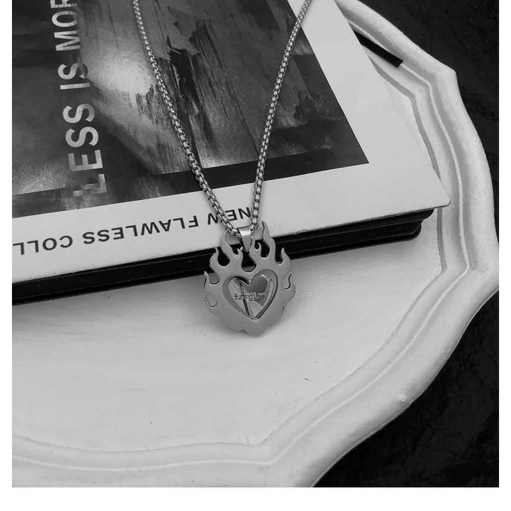 Mới Vòng cổ Thép Titan Mặt Hình Ngọn Lửa Thời Trang Cho Nam Nữ