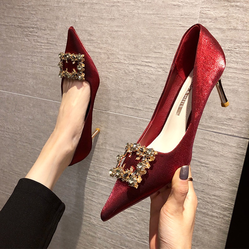 Giày Cao Gót 4cm 6cm 8cm Mũi Nhọn Miệng Nông Thiết Kế Thoải Mái Quyến Rũ Cho Nữ