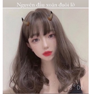 Tóc giả nguyên đầu cao cấp uốn xoăn đuôi