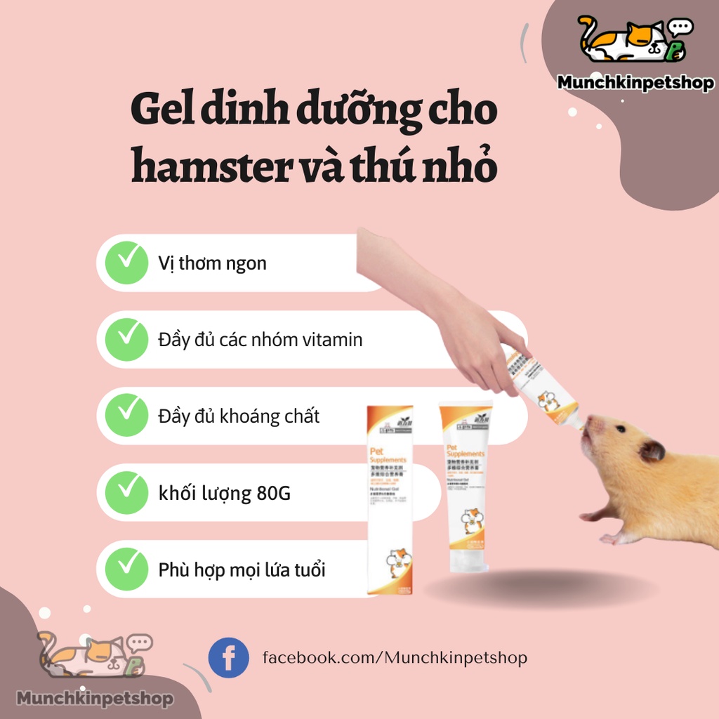 Gel dinh dưỡng Pet Supplements cho hamster, Guinea Pig (bọ ú, chuột lang), thỏ, sóc, chinchilla