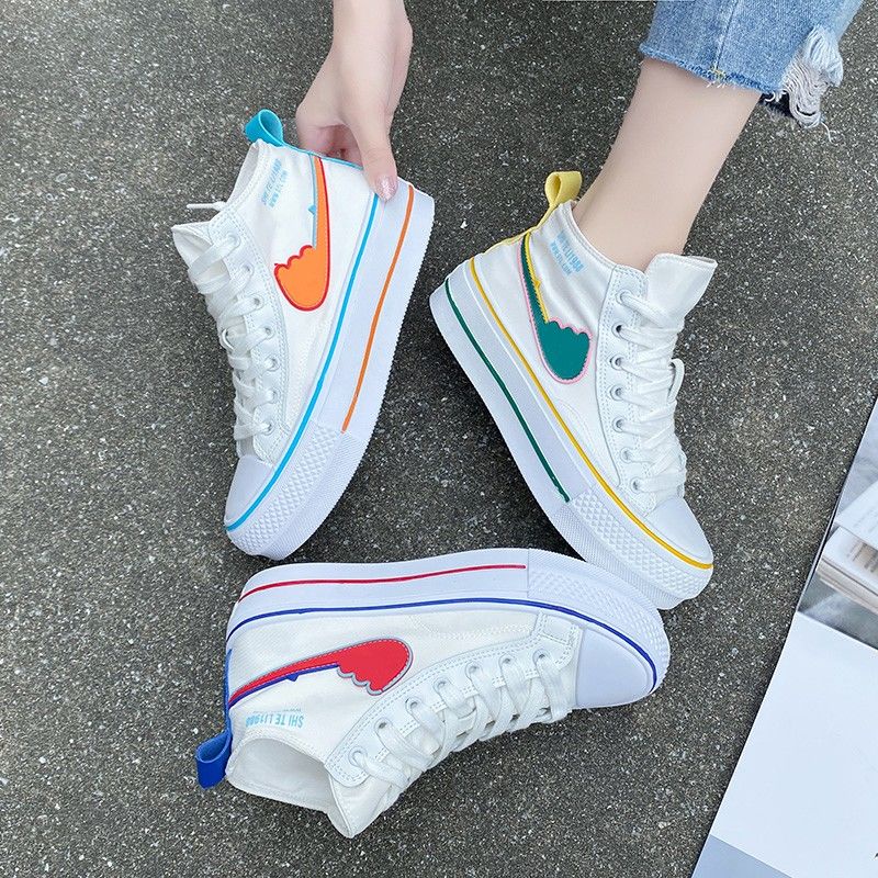 Giày Thể Thao Canvas Đế Dày Cổ Cao Phong Cách Mới Mùa Hè Đơn Giản Dễ Phối Đồ Cho Nữ