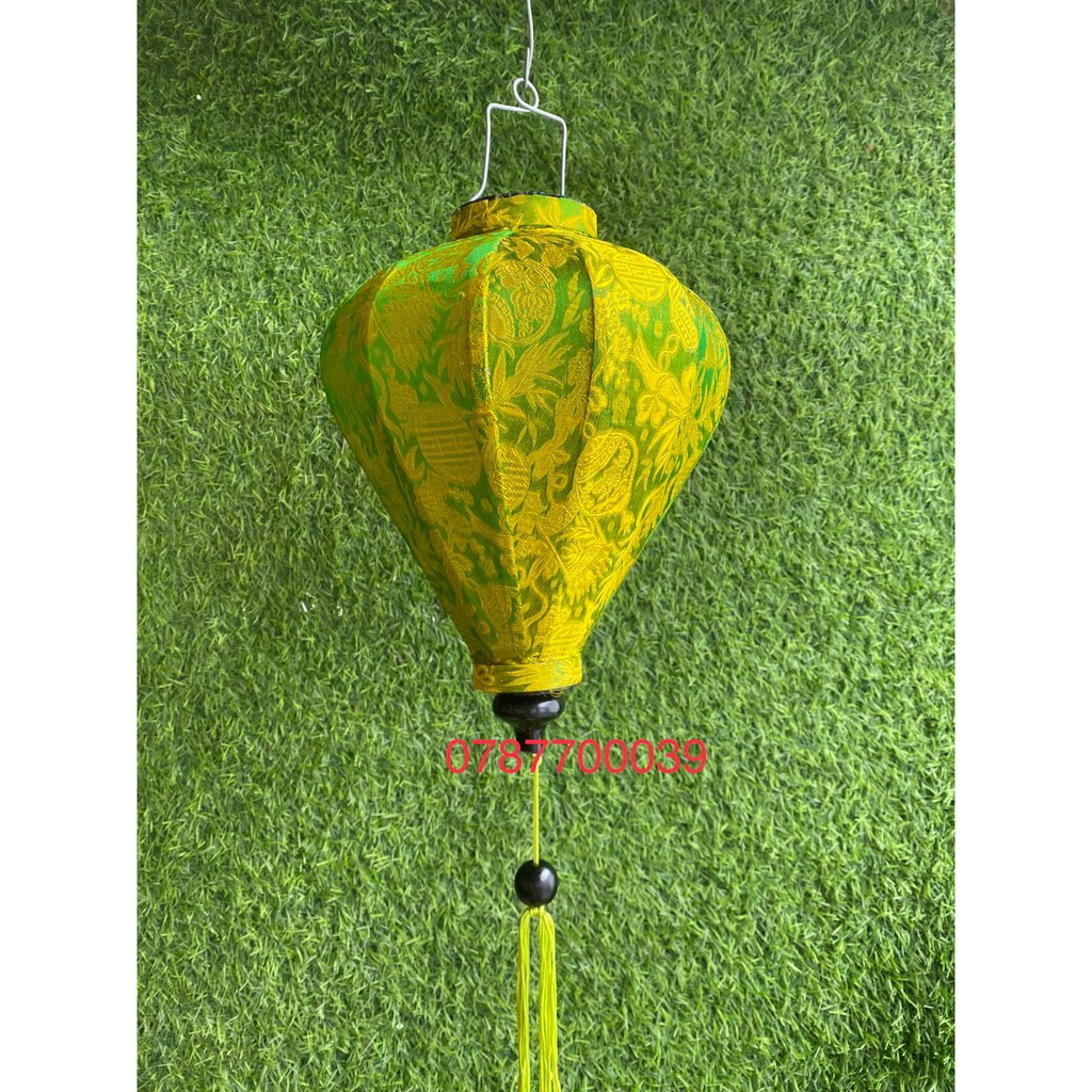 Đèn lồng vải trang trí Hội An gấm lụa CỦ TỎI CÓ SẴN 30CM