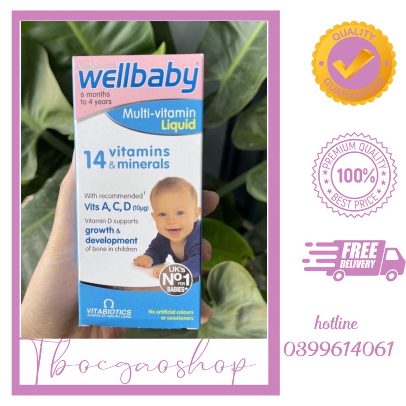 Siro Wellbaby Multivitamin liquid 150ml Anh chính hãng Vitabitotics cung cấp 14 vitamin và khoáng chất cần thiết