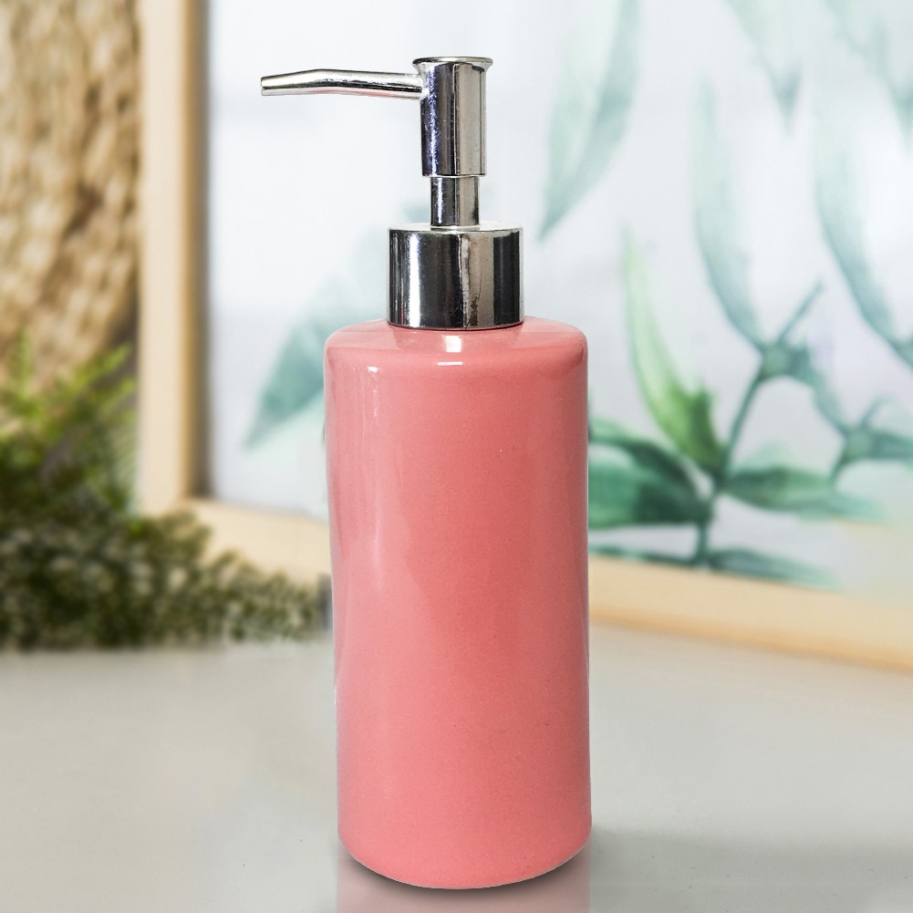 Chai đựng Dầu gội - Sữa tắm - Gel rửa tay - Dưỡng thể (Men sứ hồng mát) - Gốm sứ Hải Long | BigBuy360 - bigbuy360.vn