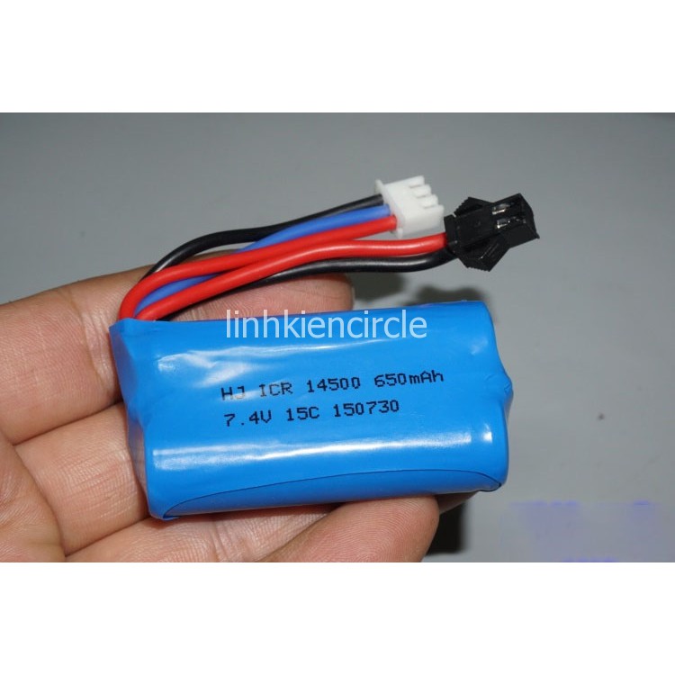 Pin lithium 2S 7.4V 650mAh pin RC 14500 15C công suất cao cho xe RC hoặc máy bay mô hình - LK0260