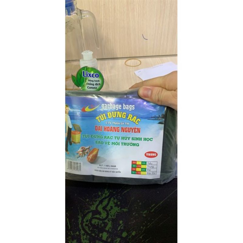 BỘ 3 TÚI RÁC SIZE TRUNG 65cm - CUỘN 3 BAO ĐỰNG RÁC MÀU ĐEN