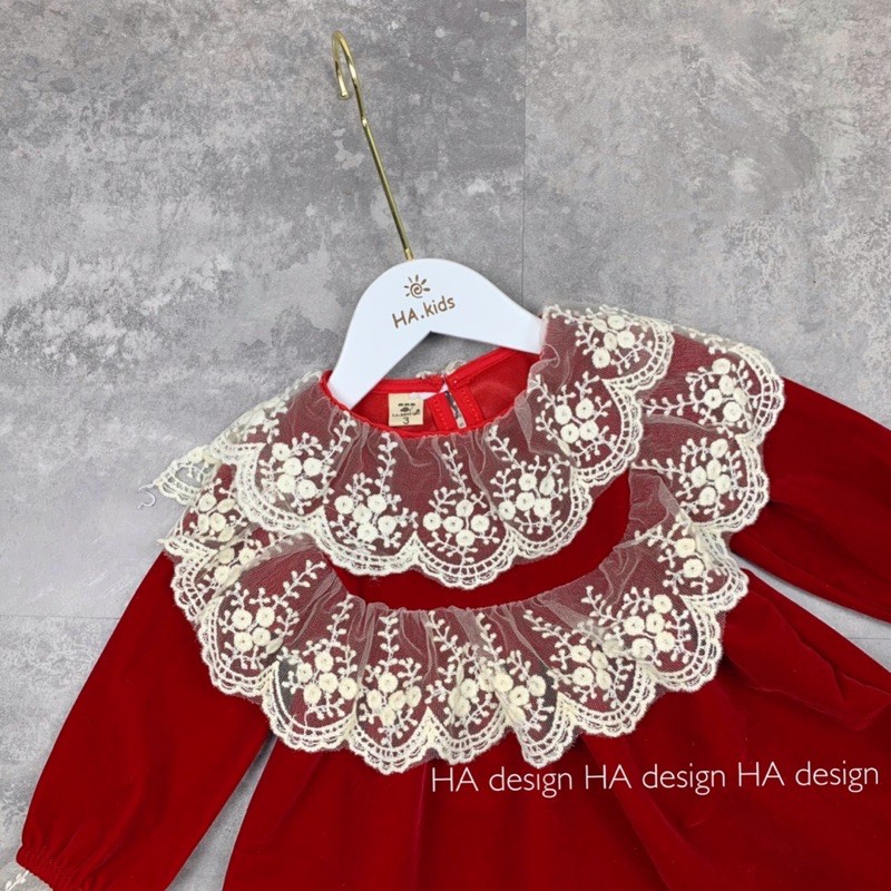 Váy nhung phối ren kim tuyến cao cấp 8-18kg