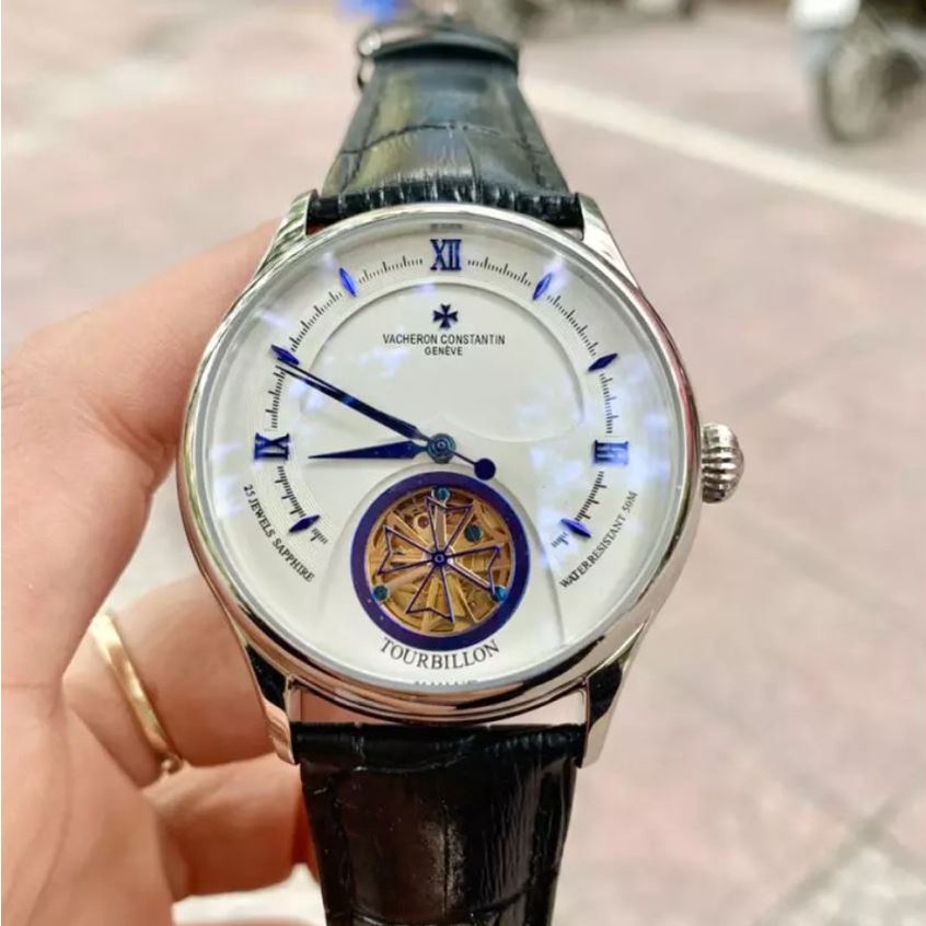 Đồng hồ Nam máy nhật, mẫu 3kim xanh, mặt trắng viền trắng , dòng cơ Automatic size 40mm