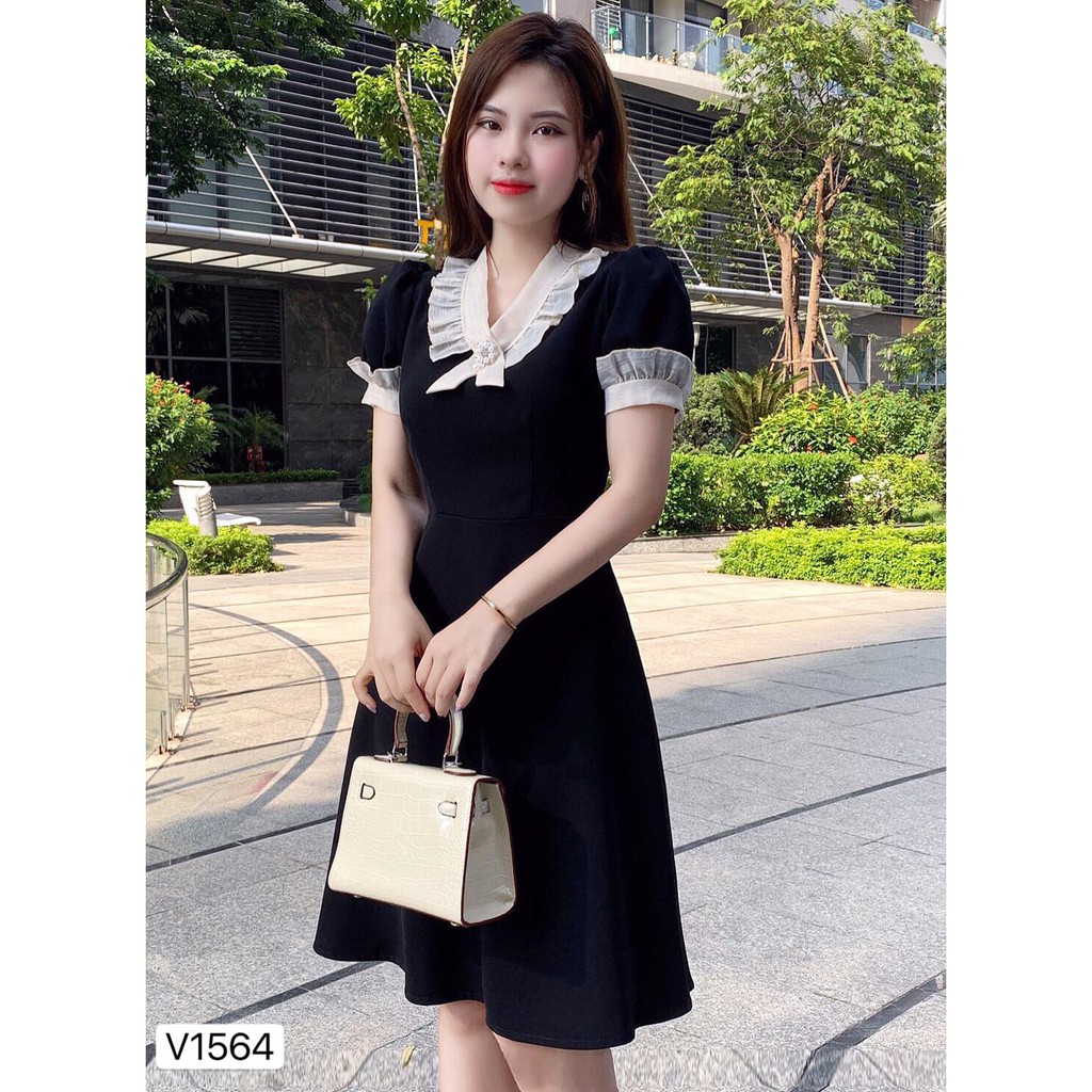 Đầm đen dáng xòe thiết kế sang trọng V1564 Zin Boutique [Kèm ảnh thật]