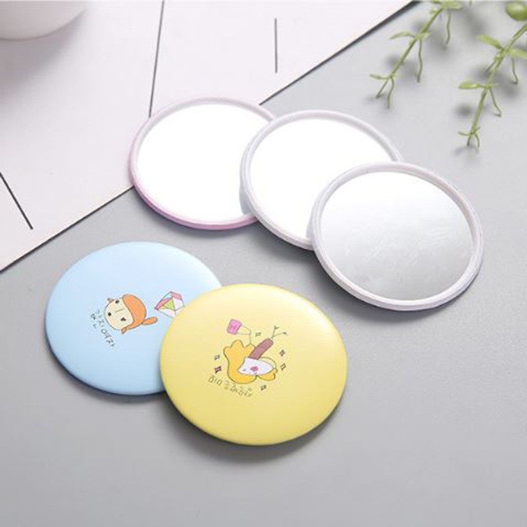 GƯƠNG TRANG ĐIỂM MINI 7CM HÌNH TRÒN CẦM TAY BỎ TÚI SIÊU XINH VIỀN KIM LOẠI