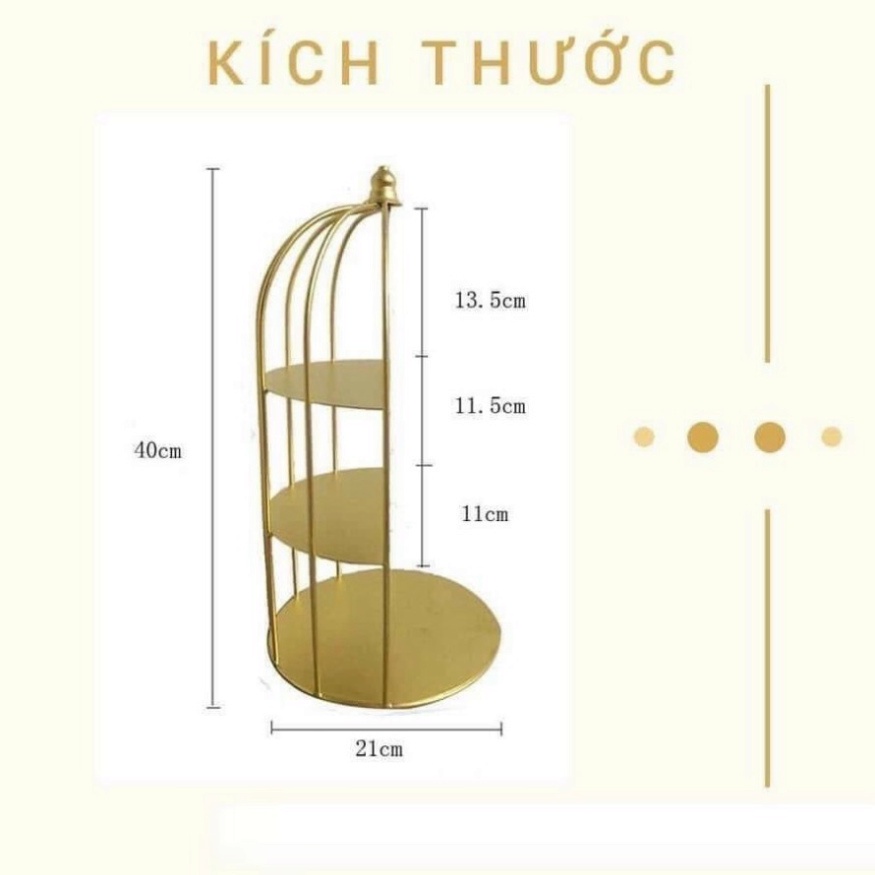 Kệ Lồng Chim Đựng Mỹ Phẩm - Nước Hoa - Khay Đựng Bánh Kẹo Cao Cấp 3 tầng