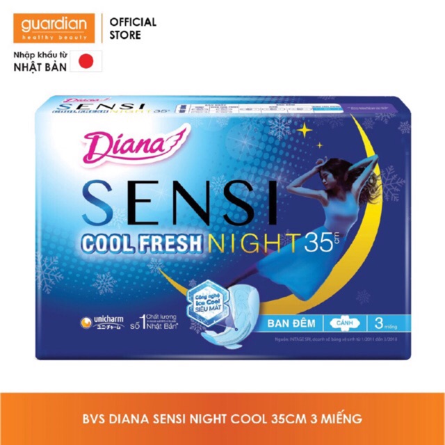 Băng vệ sinh Diana Sensi Cool fresh ban đêm 35cm mẫu mới