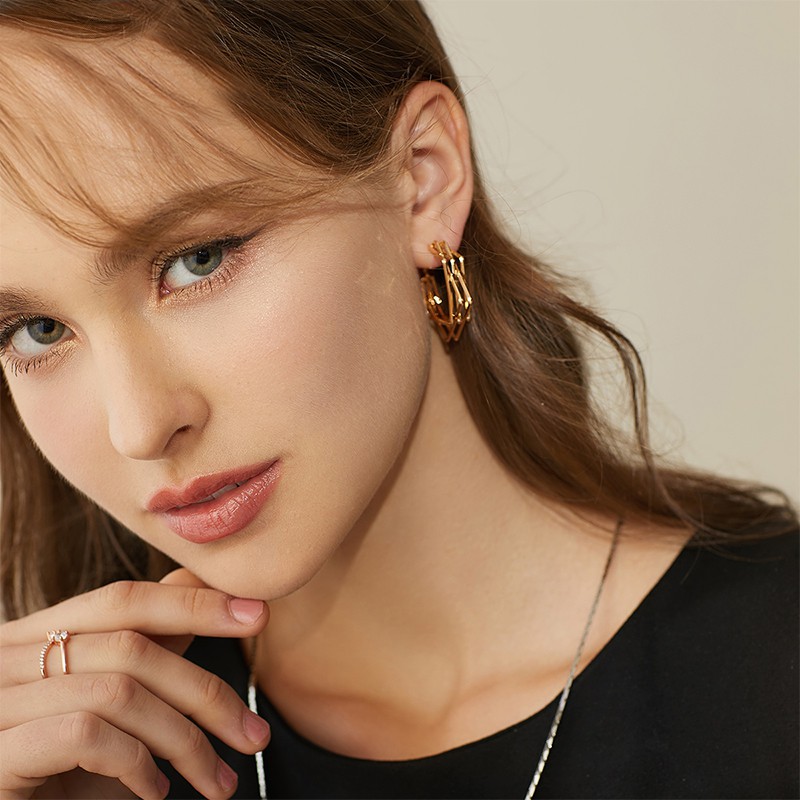 Bông Tai Nữ Chốt Bạc 925 Kiểu Dáng Độc Đáo Sành Điệu