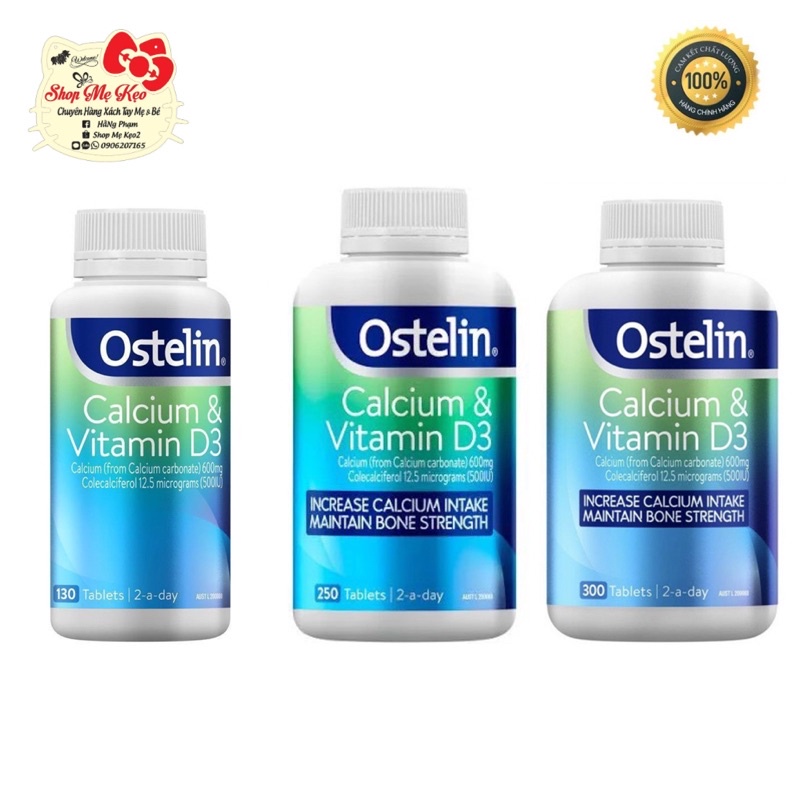 {Đủ bill + Date 2026) Ostelin Canci & Vitamin D3 130 viên - 300 Viên Của Úc