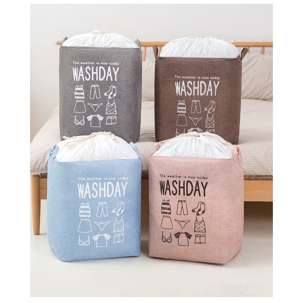 Túi đựng quần áo chăn màn bằng vải không dệt, Giỏ đựng đồ dùng gia đình đa năng washday gấp gọn xinh xắn 88307