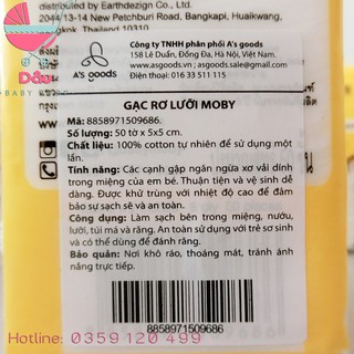 Gạc rơ lưỡi MOBY50 tờ 5x5cm