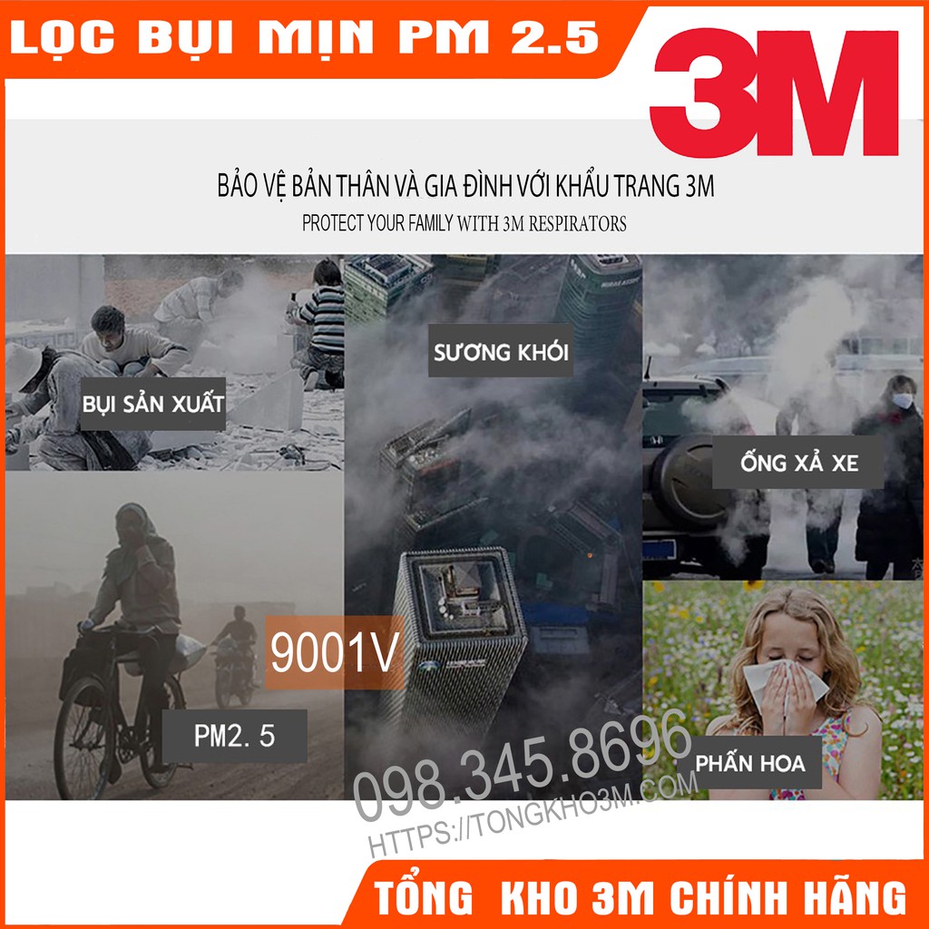 Khẩu Trang 3M 9001V/9001 Chống Dịch Hiệu Quả Có Van Thở