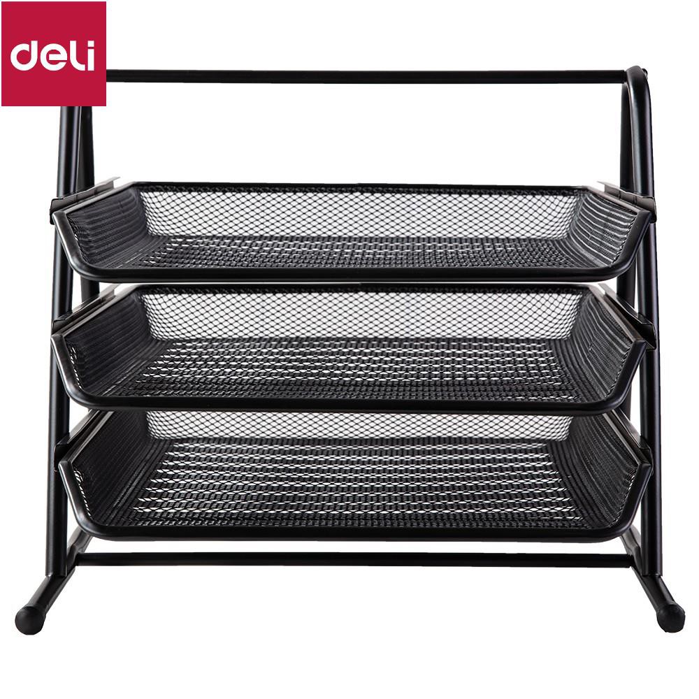 Khay đựng tài liệu 3 tầng Deli, Đen - E9181 [Deli]