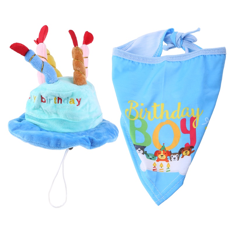 Lucky Set 2 Món Phụ Kiện Hóa Trang Mũ Yếm / Khăn Choàng / Nón Sinh Nhật Trang Phục Chụp Ảnh Cho Cún Cưng