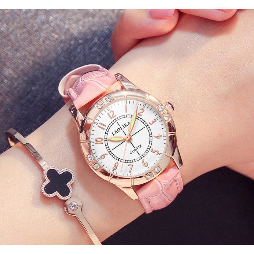 Đồng hồ nữ dây da DIKESS/LAOLIKA mặt đính đá sang chảnh | BigBuy360 - bigbuy360.vn