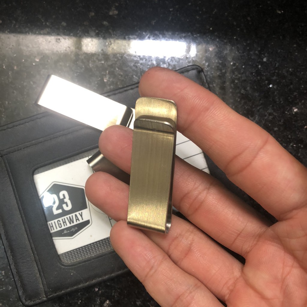 Kẹp Tiền Saigon Leather Inox xướt Màu bạc KT002 cao cấp